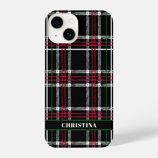 Personalisierter Karierter Telefonkasten iPhone 14 Hülle (Rückseite)