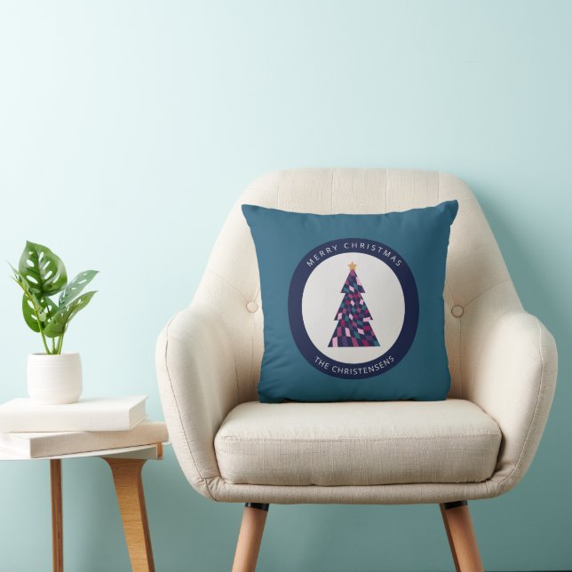 Personalisierter karierter Weihnachtsbaum Kissen (Stuhl )