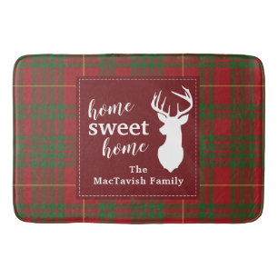 Personalisierter Karierter Weihnachtsurlaub Zuhaus Badematte