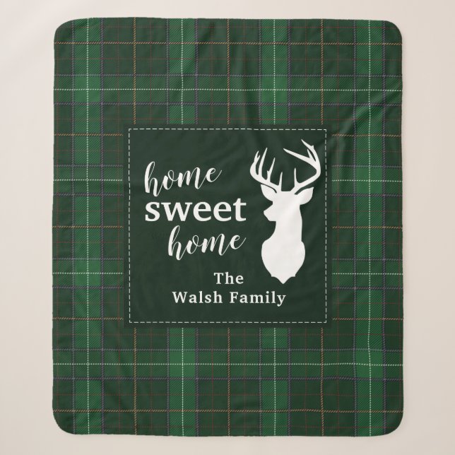 Personalisierter Karierter Weihnachtsurlaub Zuhaus Sherpadecke (Vorderseite)