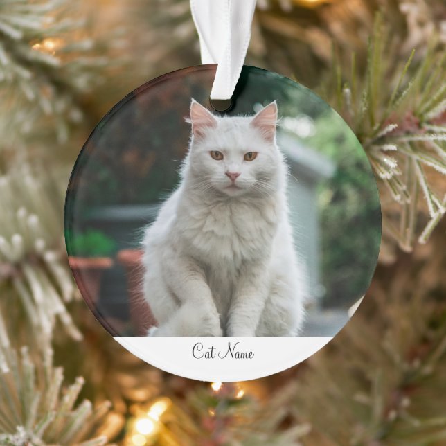 Personalisierter Katze Name Foto Ornament (Baum)
