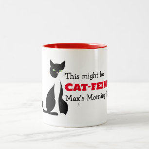 Personalisierter Katzen-Fein-Kaffeebecher Zweifarbige Tasse