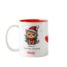Personalisierter Katzen-Weihnachtstasse
