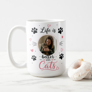Personalisierter Katzenliebhaber-Fotobecher mit 2  Kaffeetasse