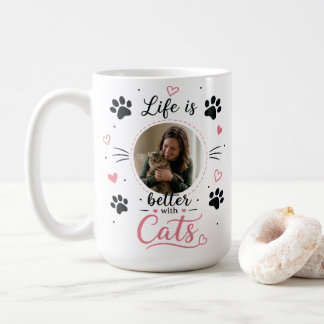 Personalisierter Katzenliebhaber-Fotobecher mit 2  Kaffeetasse