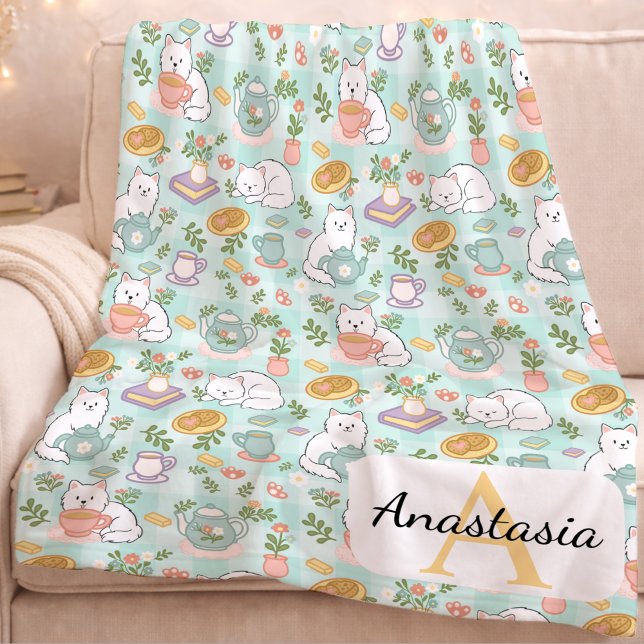 Personalisierter Katzenmonogramm-Name Pastell-High Fleecedecke (Von Creator hochgeladen)