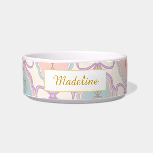 Personalisierter Katzenname Pastell Rosa Schale Ke Napf