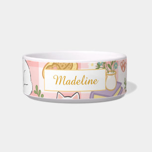 Personalisierter Katzenname Pastellrosa-Schale Ker Napf