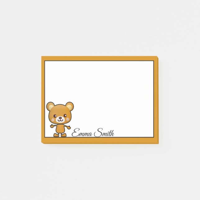 Personalisierter Kawaii-Bär Post-it Klebezettel (Vorderseite)