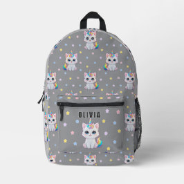 Personalisierter Kawaii Caticorn Name bedruckter R Rucksack