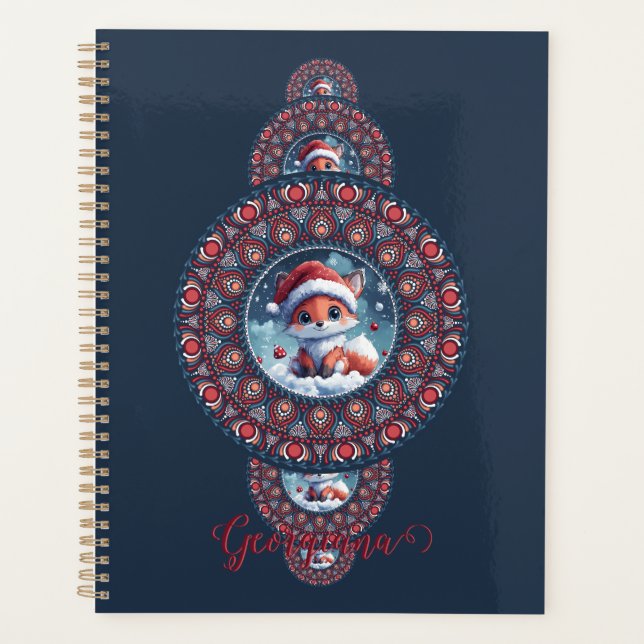 Personalisierter Kawaii Fox Ornamental Mandala Planer (Vorderseite)