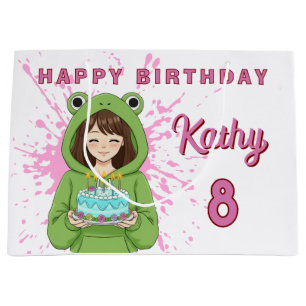 Personalisierter Kawaii-Frosch-Hoodie-Mädchen-Gebu Große Geschenktüte