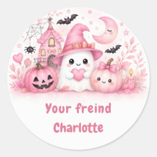 Personalisierter Kawaii-Halloween-Geist-Aufkleber Runder Aufkleber