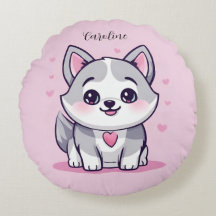 Personalisierter Kawaii Husky Welpe Rosa