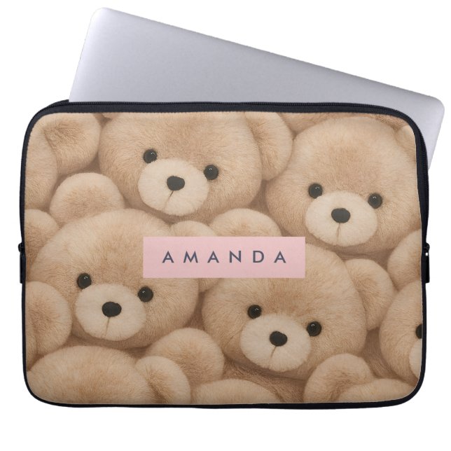 Personalisierter Kawaii Plüsch-Teddybär Laptopschutzhülle (Vorderseite)