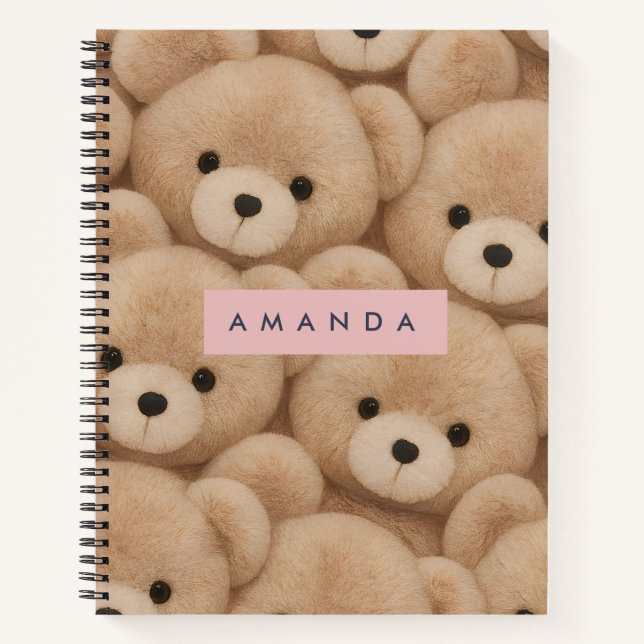 Personalisierter Kawaii Plüsch-Teddybär Notizbuch (Vorderseite)