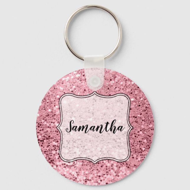 Personalisierter Key Chain Rose Gold Glitzer Schlüsselanhänger (Vorderseite)