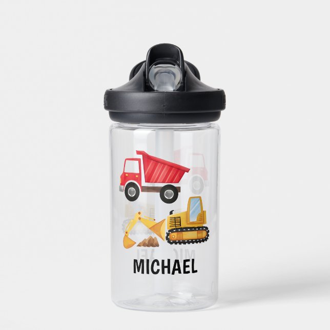 Personalisierter Kinderbaubagger  Trinkflasche (Vorne)