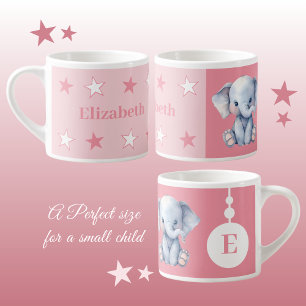 Personalisierter Kinderelefant-Becher Name pink Espressotasse