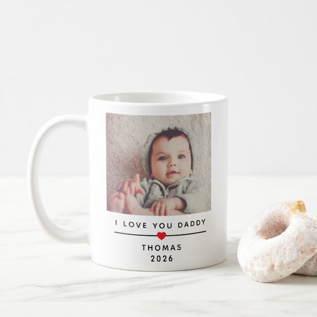 Personalisierter Kinderfotomug für Papa mit Namen Kaffeetasse (Mit Donut)