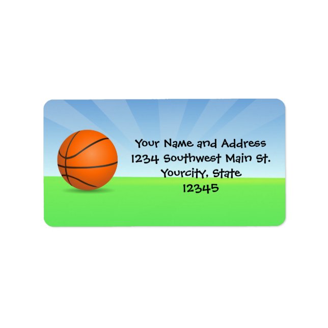 Personalisierter Kindersport Basketball Sonntag Adressaufkleber (Vorne)