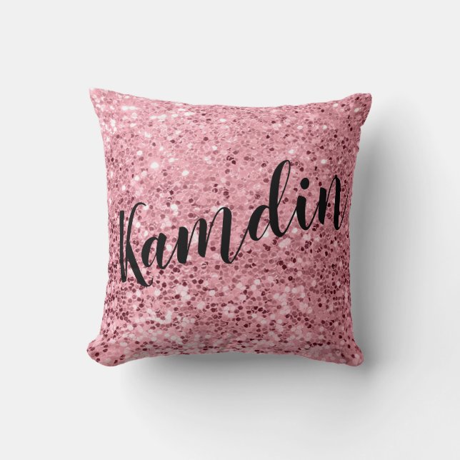 Personalisierter Kissen-Rosen-GoldGlitzer Kissen (Vorderseite)
