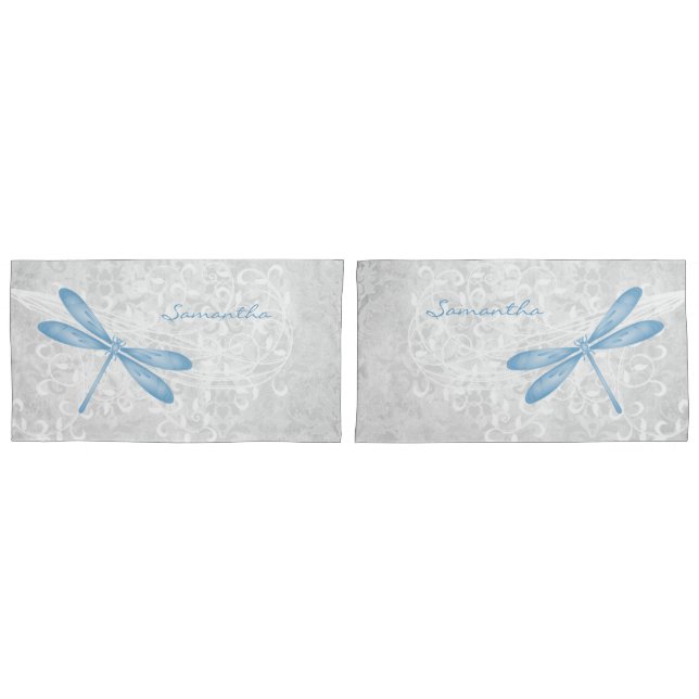 Personalisierter Kissenfall mit blauem Dragonfly Kissenbezug (Vorderseite-Set)
