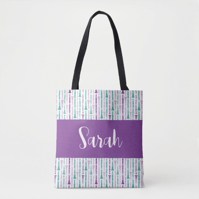 Personalisierter Klarinettenspieler Lila Musik Tasche (Vorderseite)