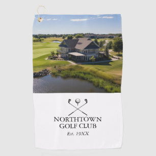 Personalisierter klassischer Golfclub-Name und Fot Golfhandtuch