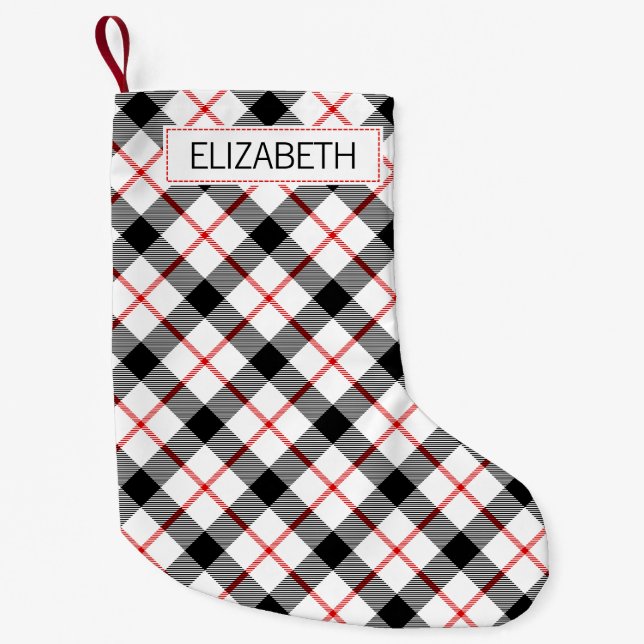 Personalisierter klassischer Karierter WeihnachtsS Kleiner Weihnachtsstrumpf (Vorderseite)