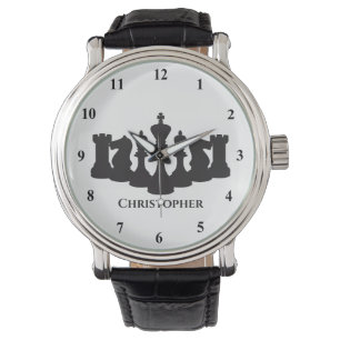 Personalisierter klassischer Schachschnitt King Armbanduhr