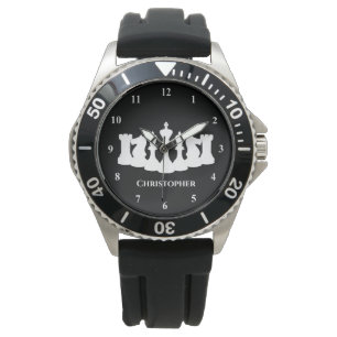 Personalisierter klassischer Schachschnitt King Armbanduhr