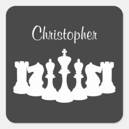 Personalisierter klassischer Schachschnitt King Quadratischer Aufkleber