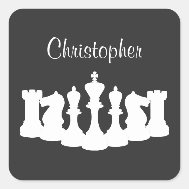 Personalisierter klassischer Schachschnitt King Quadratischer Aufkleber (Vorderseite)