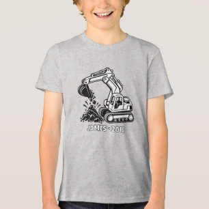 Personalisierter Kleiner Bagger Tri-Blend Shirt