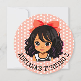 Personalisierter kleiner Cartoon Girl Coral Geburt Einladung