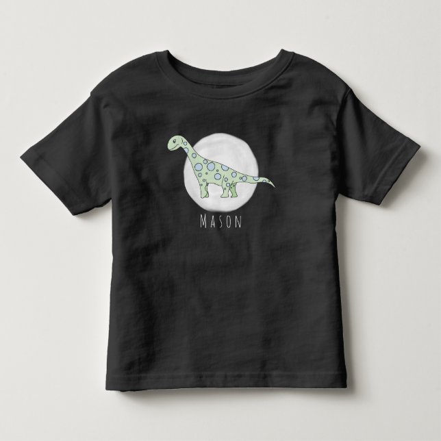 Personalisierter Kleinkind Doodle Dinosaurier mit  T-shirt (Vorderseite)