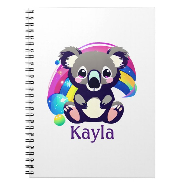 Personalisierter Koala-Bär und Regenbogen Notizblock (Vorderseite)