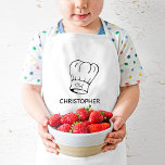 Personalisierter Koch Kinderschürze<br><div class="desc">Diese personalisierte Schürze ist für den kleinen Koch, der gerne in der Küche oder am Grill behilflich ist. Es zeigt eine Abbildung des Hutes eines klassischen Koch mit dem Wort "Koch" im Skript. Passen Sie ihn mit dem Namen des Kindes unten in serifenlosen Schriftart an.</div>
