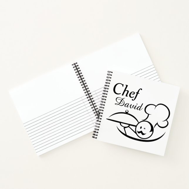 Personalisierter Koch Minimalistisch Illustration Notizbuch (Innenseite)