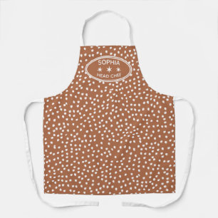 Personalisierter Koch Moderner Boho brauner Polka  Schürze