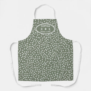 Personalisierter Koch Moderner Boho grün Polka Dot Schürze