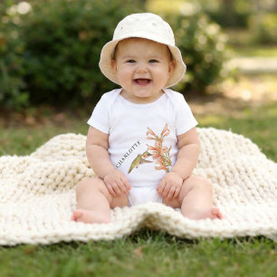 Personalisierter Kolibri-Wildblumen-Botanik Baby Strampler