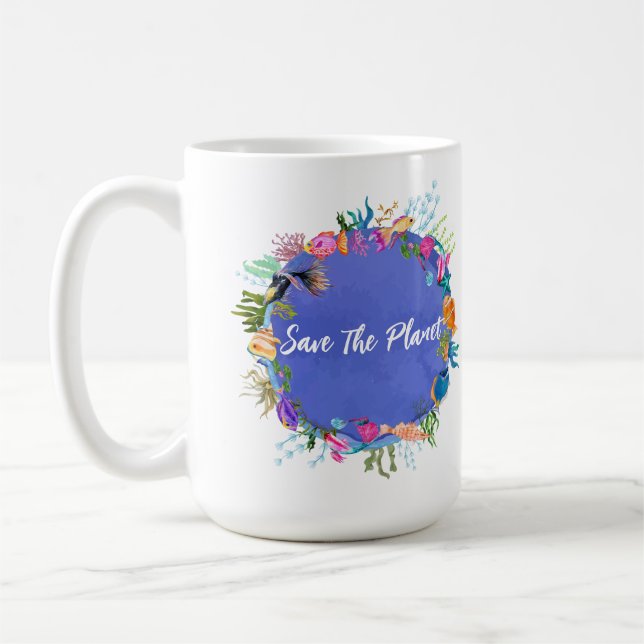 Personalisierter Korallenfisch rettet den Planeten Kaffeetasse (Links)