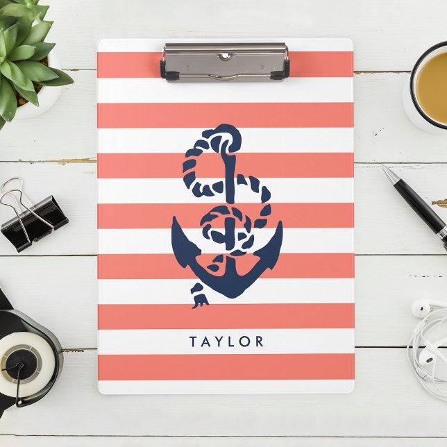 Personalisierter Korallenriff und Anker der Marine Klemmbrett (Von Creator hochgeladen)