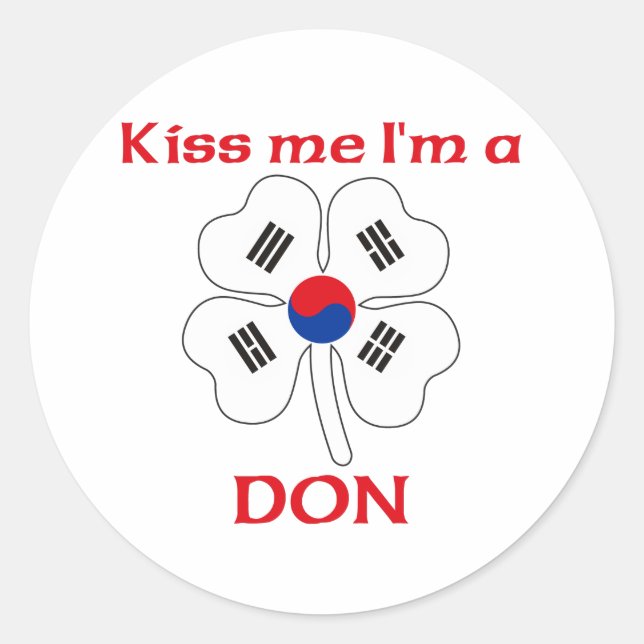 Personalisierter koreanischer Kuss Ich bin Don Runder Aufkleber (Vorderseite)