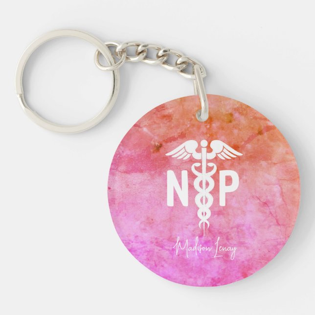 Personalisierter Krankenpfleger Pink Medical Schlüsselanhänger (Vorderseite)