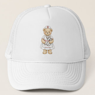 Personalisierter Krankenpfleger-Teddybär mit indiv Truckerkappe