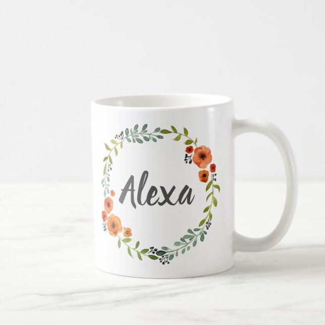Personalisierter Kranz der botanischen Blume Kaffeetasse (Rechts)