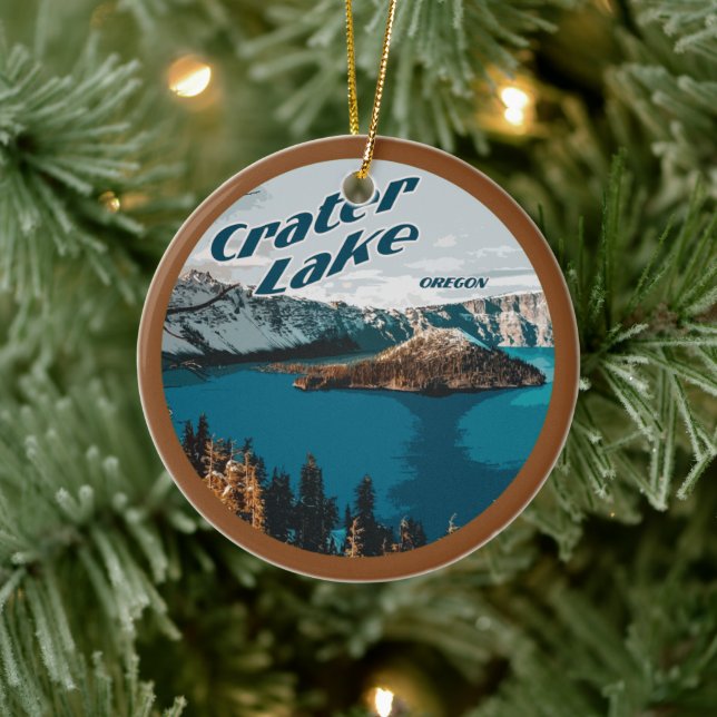 PERSONALISIERTER Kratersee Keramik Ornament (Baum)